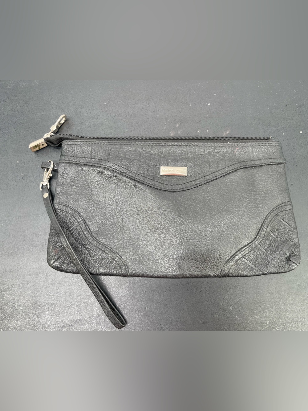 Kenneth Cole Black Leather Wristlet Clutch